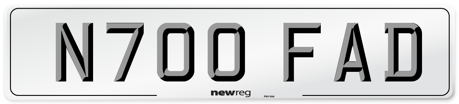 N700 FAD Number Plate from New Reg